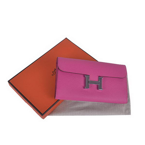 Cheap Fake Hermes Constance Long Wallets Peach Calfskin Leather Silver - Click Image to Close